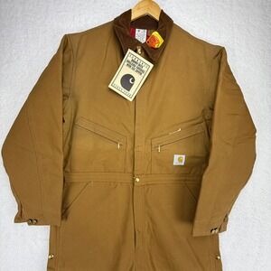 Carhartt Coveralls Red Quilt Lined Mens 46 Tall 996QZT‎ Brown NWT NOS Bibs USA
